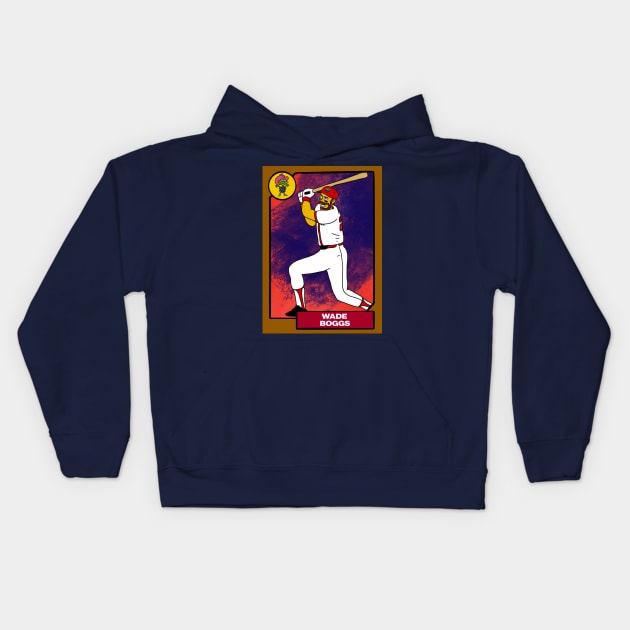 WADE BOGGS Red Sox Homer at the Bat Style Simpsons Parody Baseball Card Kids Hoodie by cousscards